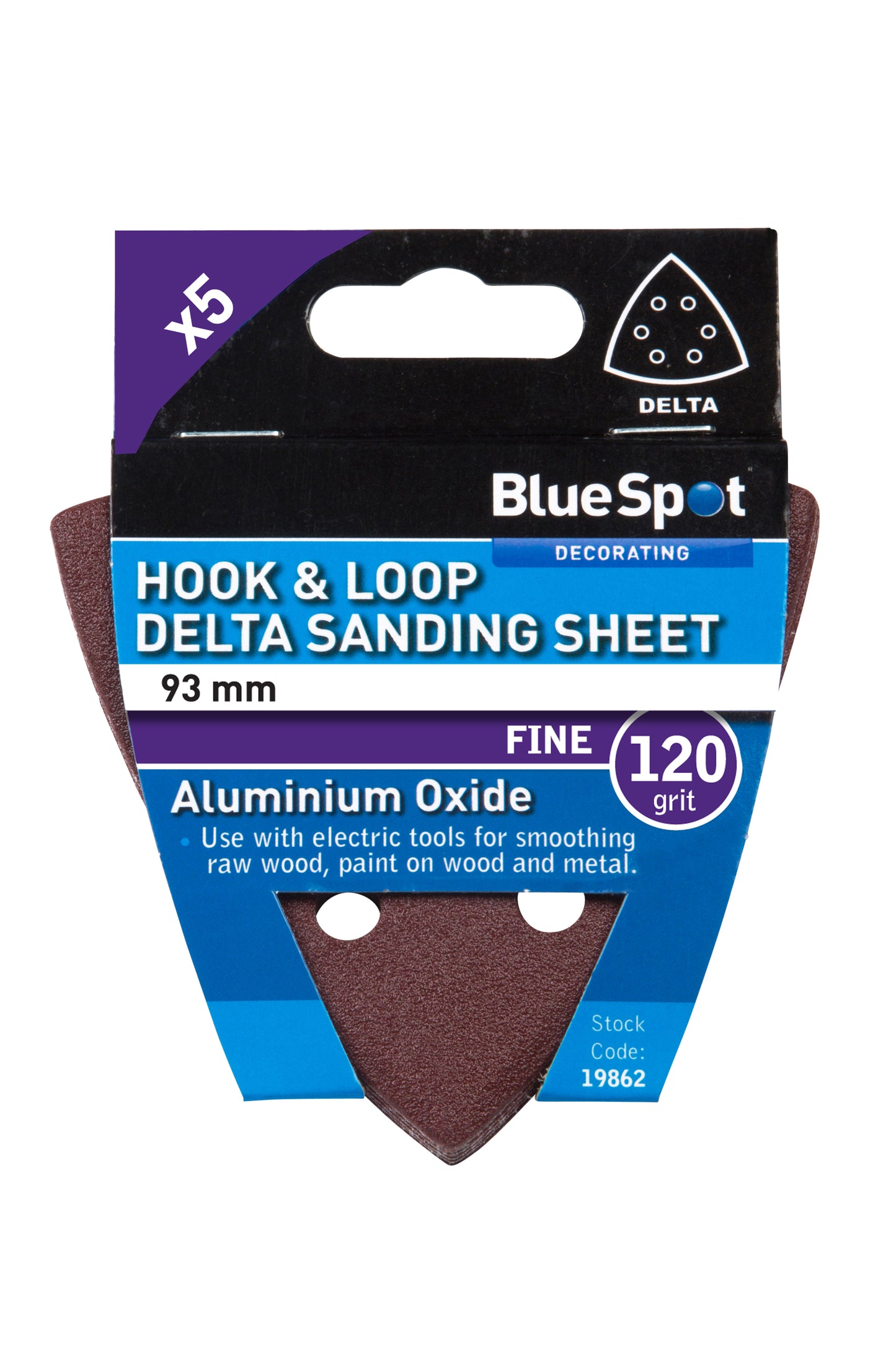 BlueSpot 93mm 5 Pack 120 Grit Delta Sanding Sheets 19862