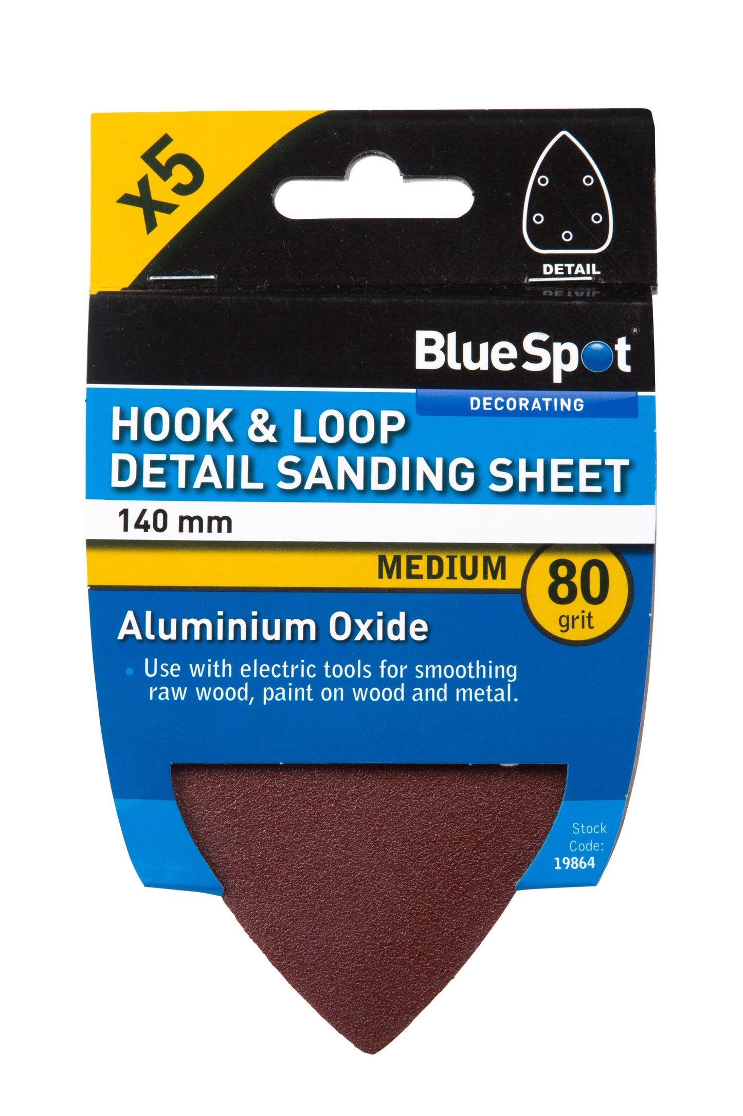 BlueSpot 140mm 5 Pack 80 Grit Detail Sanding Sheets 19864