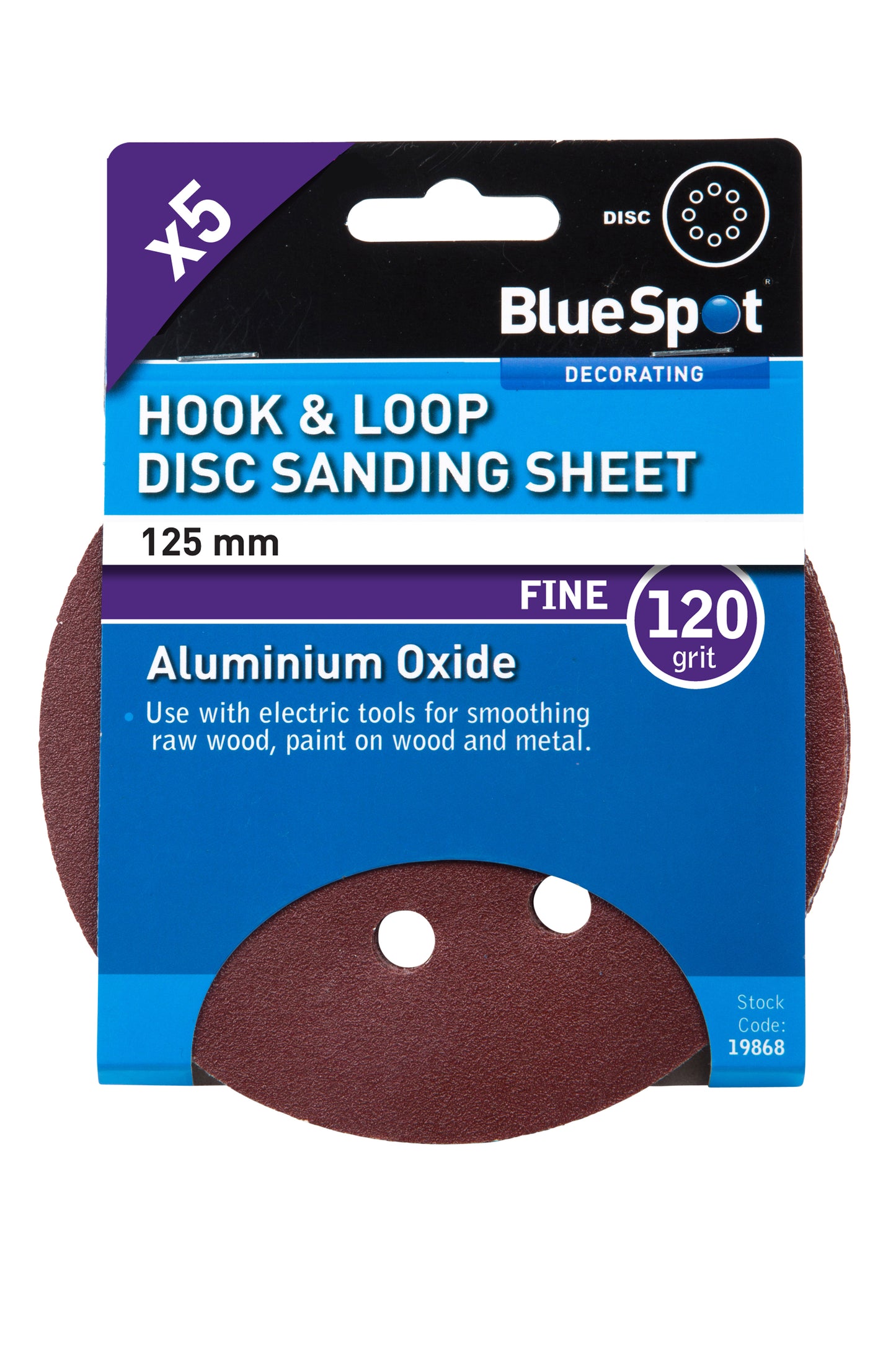 BlueSpot 125mm 5 Pack 120 Grit Sanding Disc 19868
