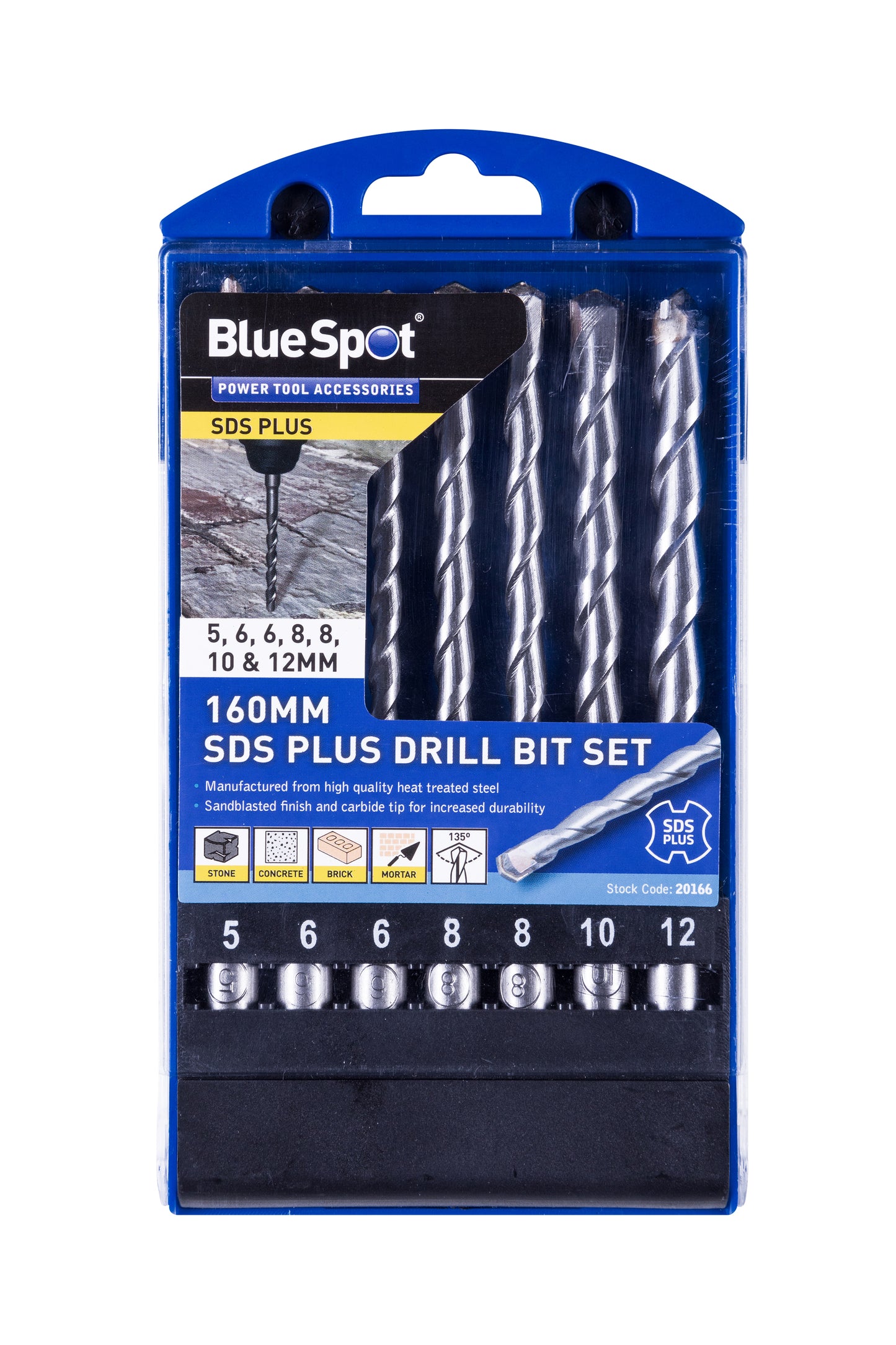 BlueSpot 7 PCE 160mm SDS Plus Drill Bit Set (5-12mm) 20166