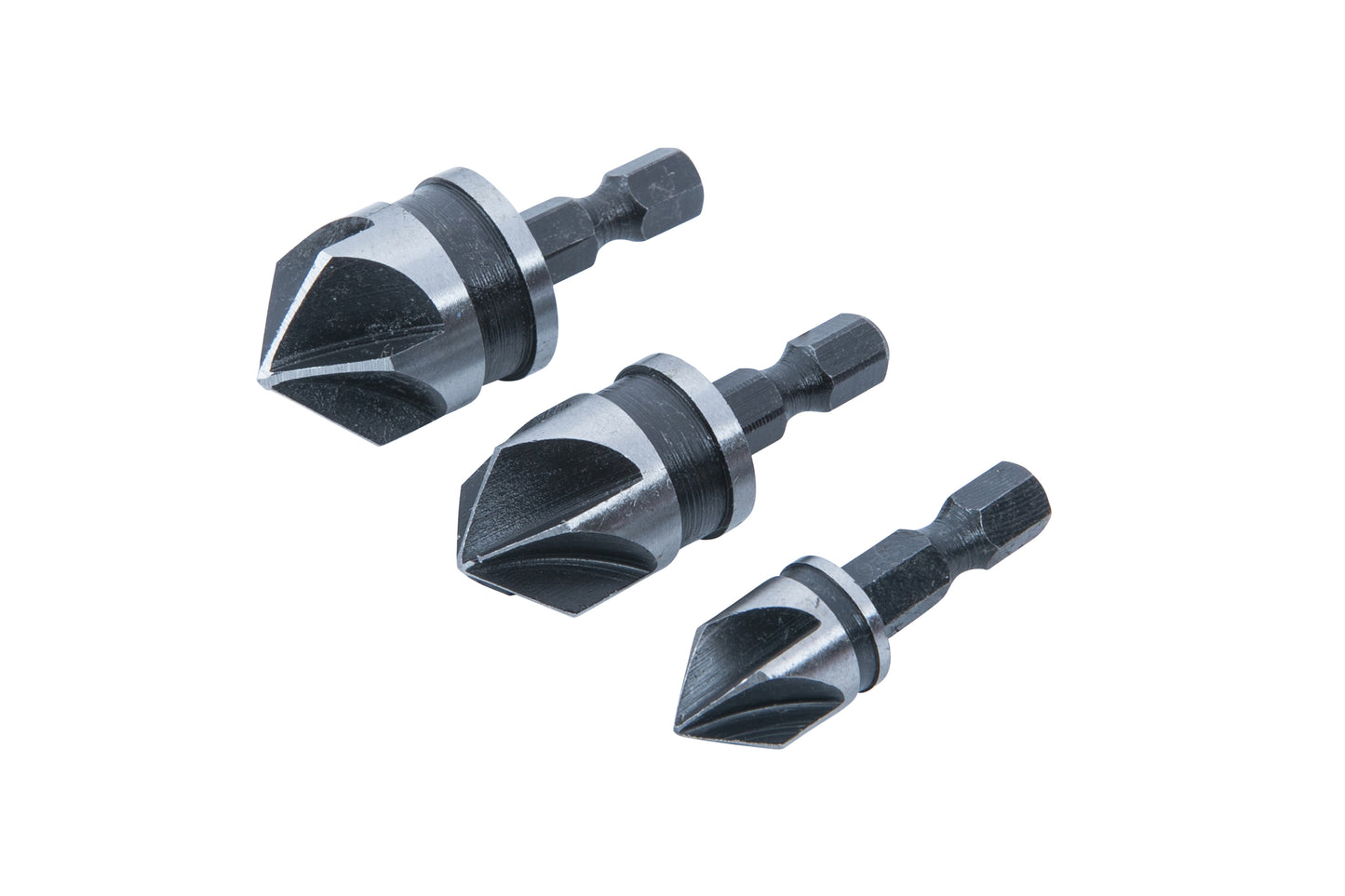 BlueSpot 3 PCE 6mm (1/4") Hex Shank Countersink Bit Set 20310