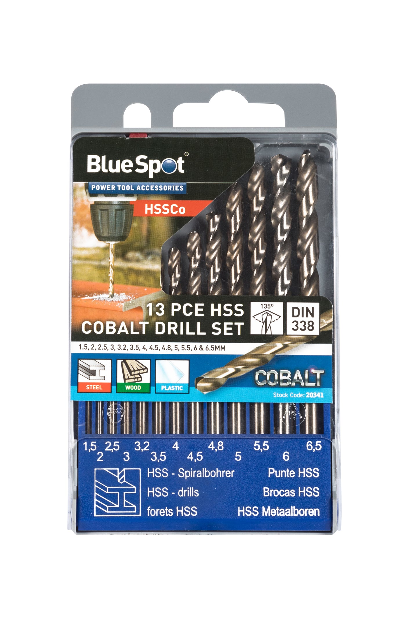 BlueSpot 13 PCE Cobalt Drills (1.5 - 6.5mm) 20341