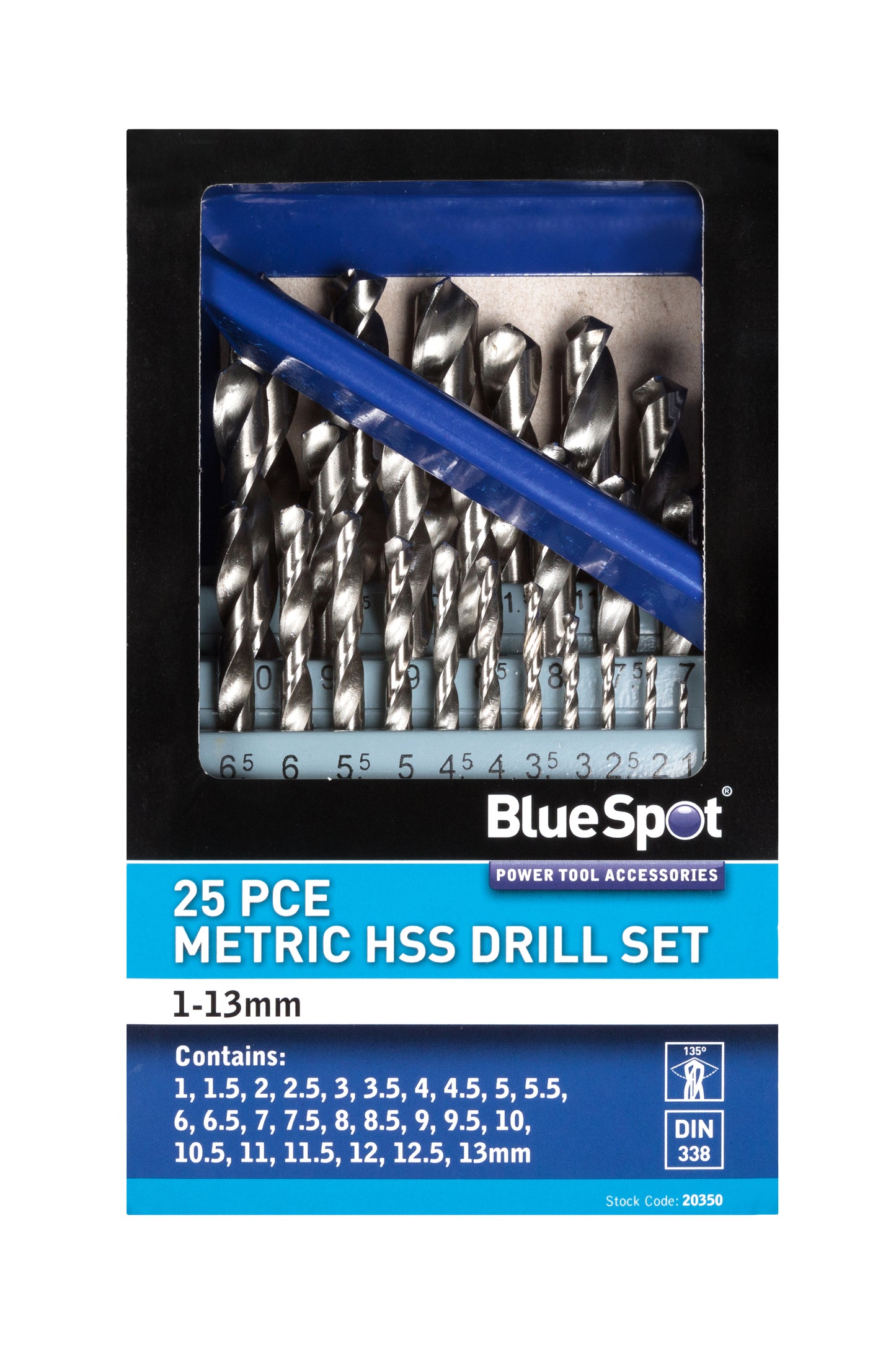 BlueSpot 25 PCE Metric HSS Drill Set (1-13mm) 20350