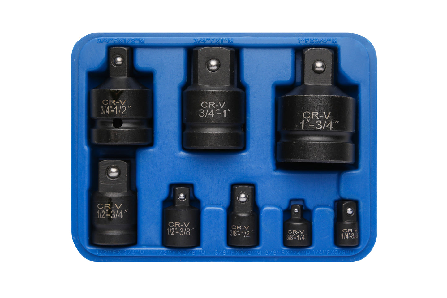 BlueSpot 8 PCE Impact Socket Adaptor Set (1/4"-1") 02077
