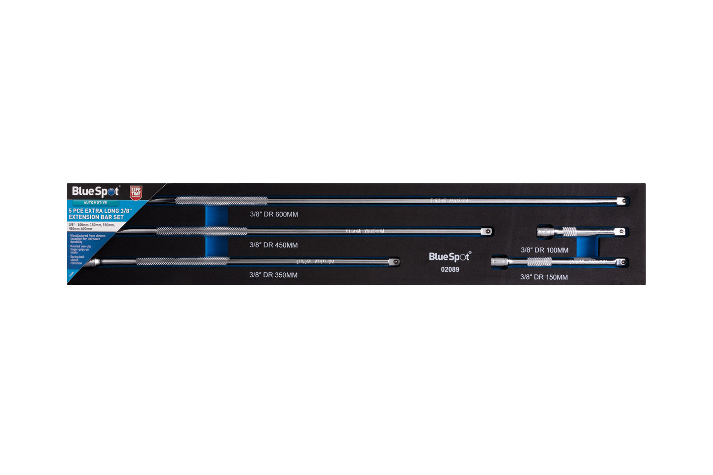 BlueSpot 5 PCE Extra Long 3/8" Extension Bar Set 02089