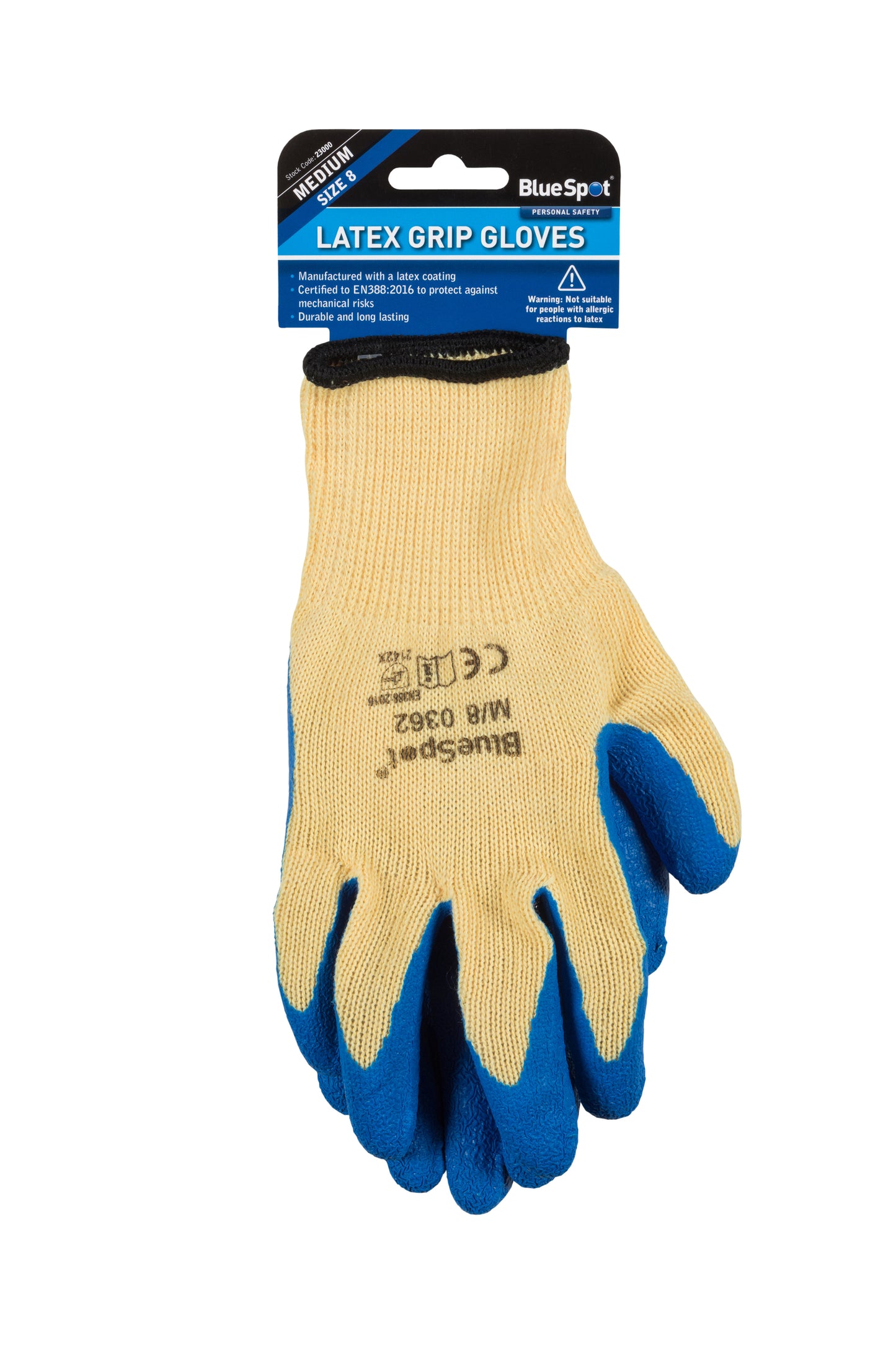 BlueSpot Latex Grip Gloves (Medium) 23000