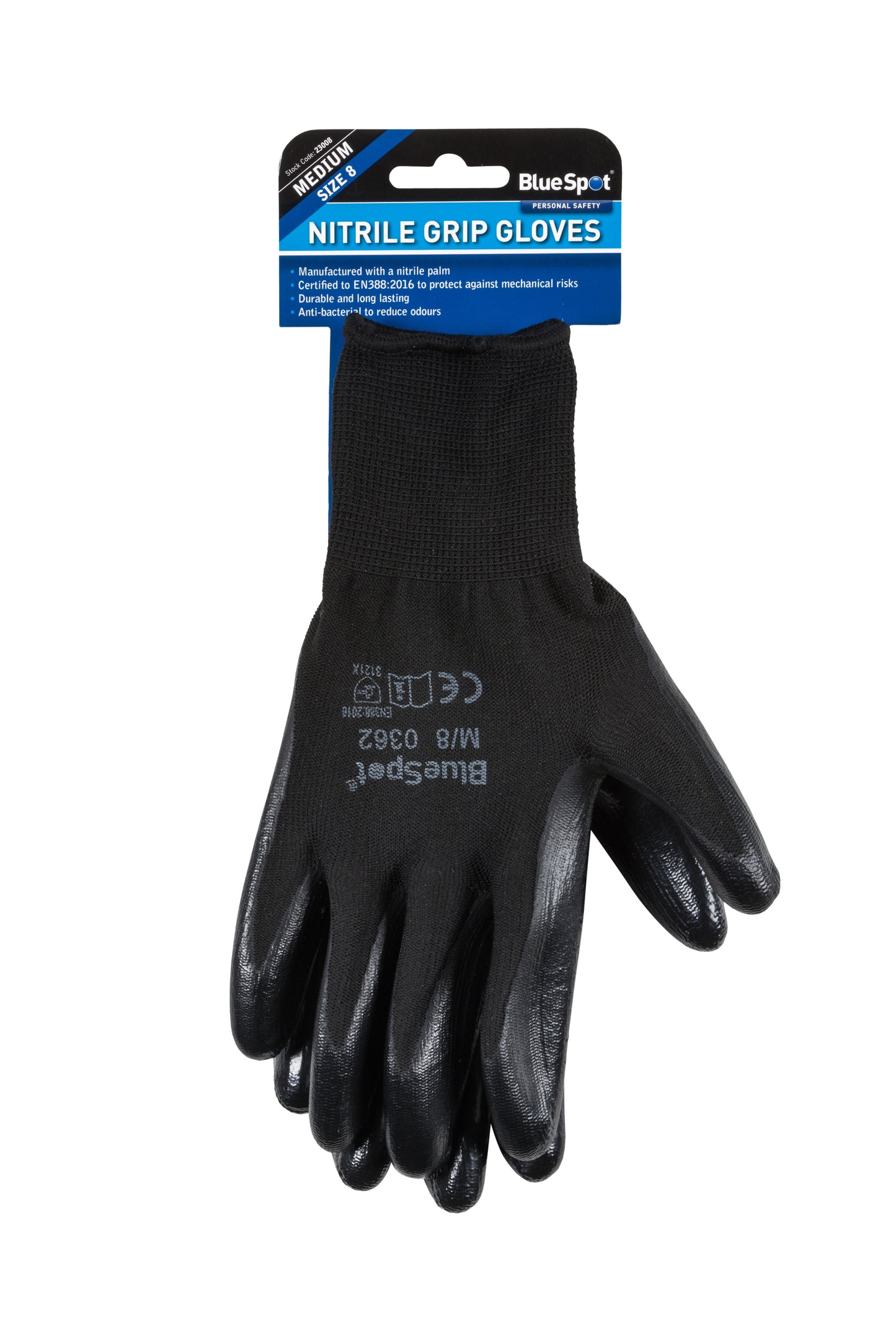 BlueSpot Nitrile Grip Gloves (Medium) 23008