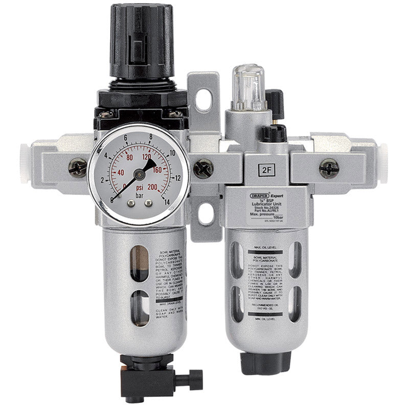 Draper 1/4" BSP Combined Filter/Regulator/Lubricator Unit (FRL) DRA-24326