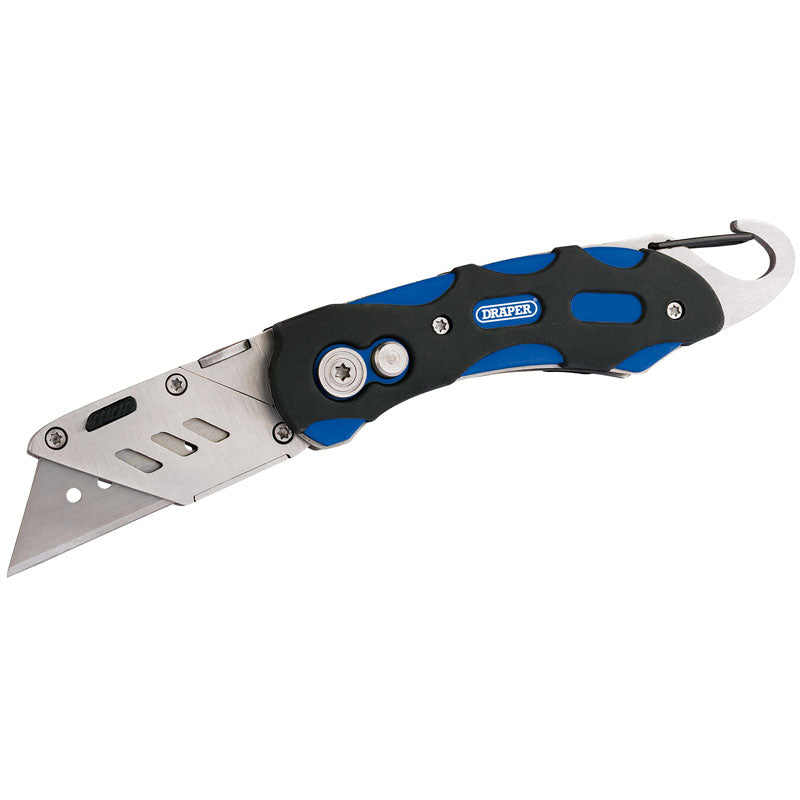 Draper Folding Trimming Knife with Belt Clip, Blue DRA-24383