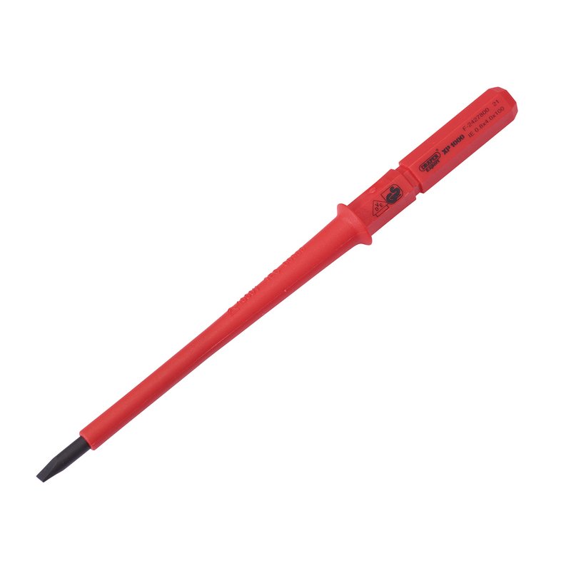 Draper XP1000 VDE Plain Slot Interchangeable Screwdriver Blade, 4 x 100mm DRA-24738
