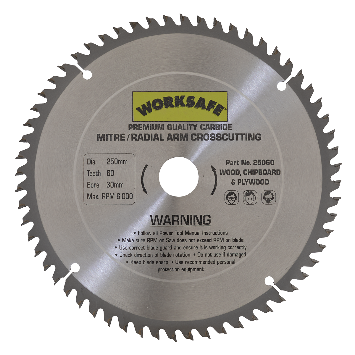Sealey Ø250 x 30mm TCT Saw Blade - 60tpu 25060