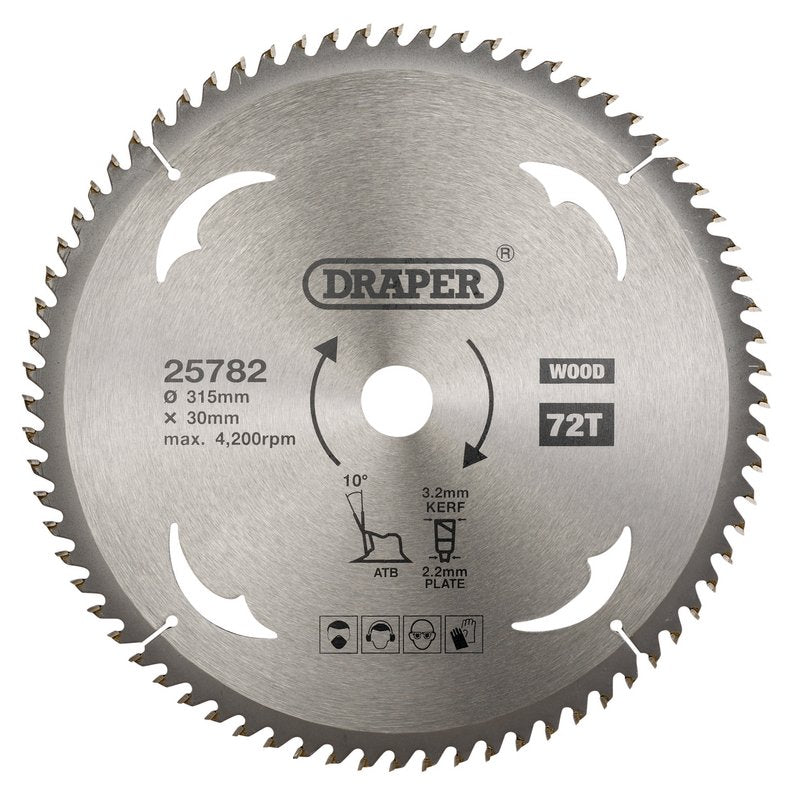 Draper TCT Circular Saw Blade for Wood, 315 x 30mm, 72T DRA-25782