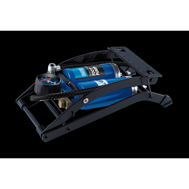 Draper Double Cylinder Foot Pump with Pressure Gauge DRA-25996