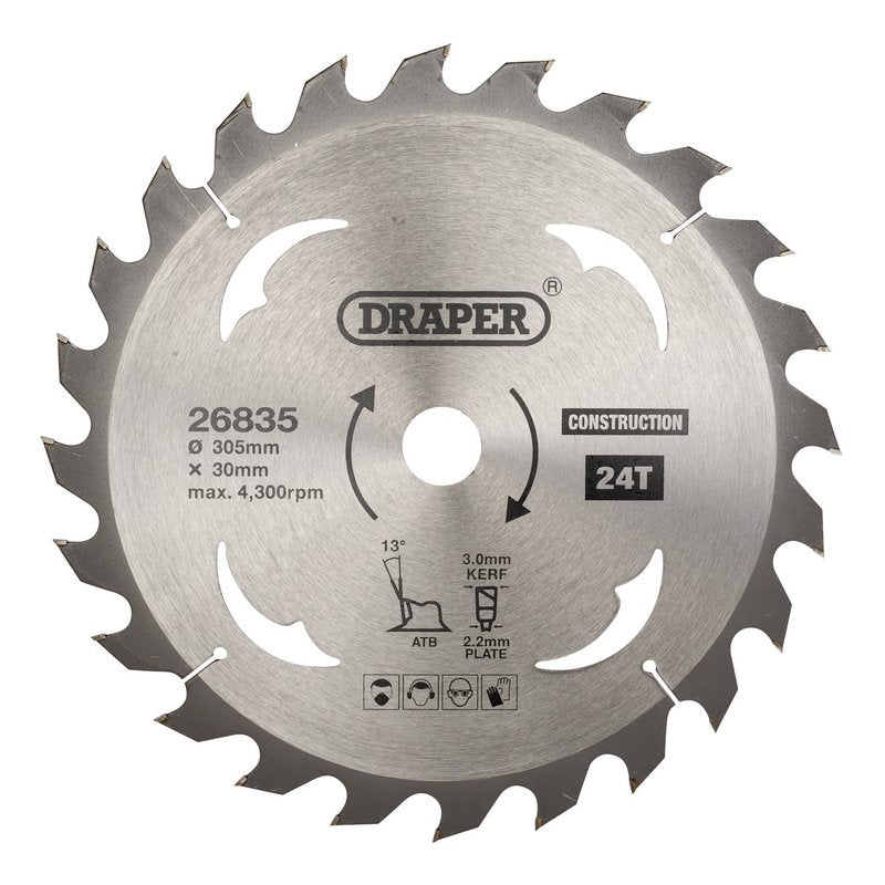 Draper TCT Construction Circular Saw Blade, 305 x 30mm, 24T DRA-26835