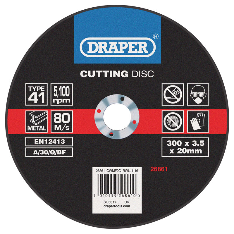 Draper Flat Metal Cutting Discs, 300 x 2.8 x 20mm DRA-26861