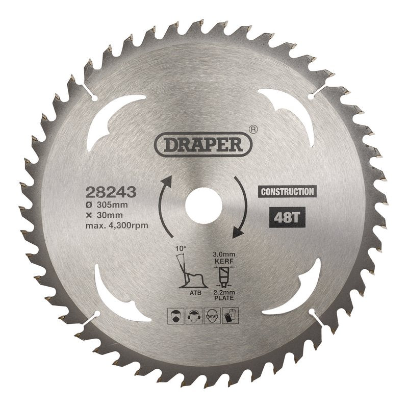 Draper TCT Construction Circular Saw Blade, 305 x 30mm, 48T DRA-28243