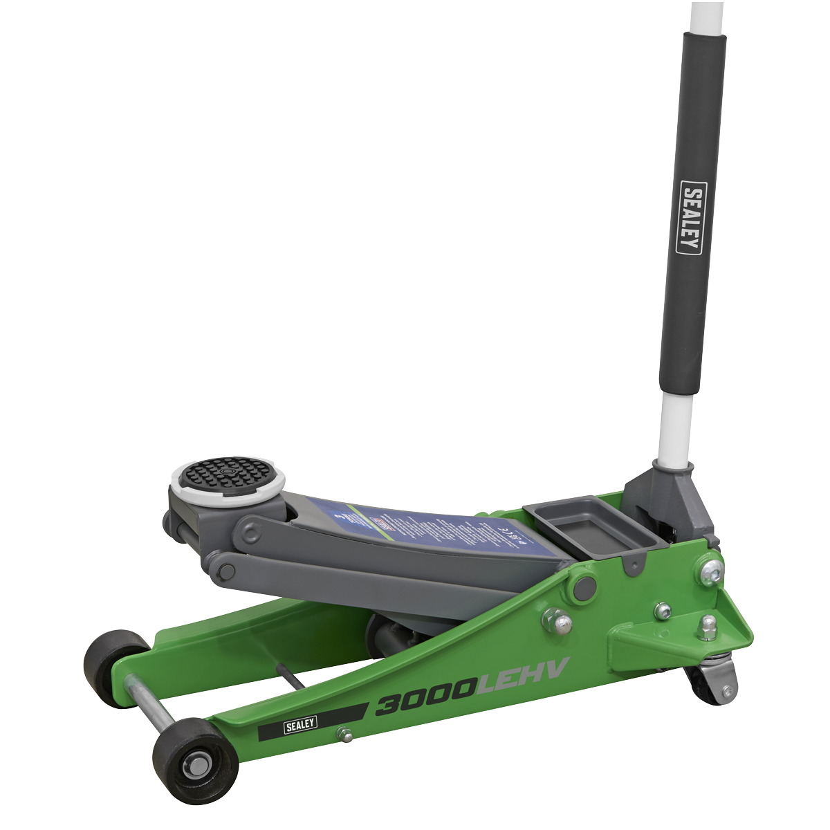 Sealey 3tonne Low Entry Trolley Jack with Rocket Lift - Hi-Vis Green 3000LEHV
