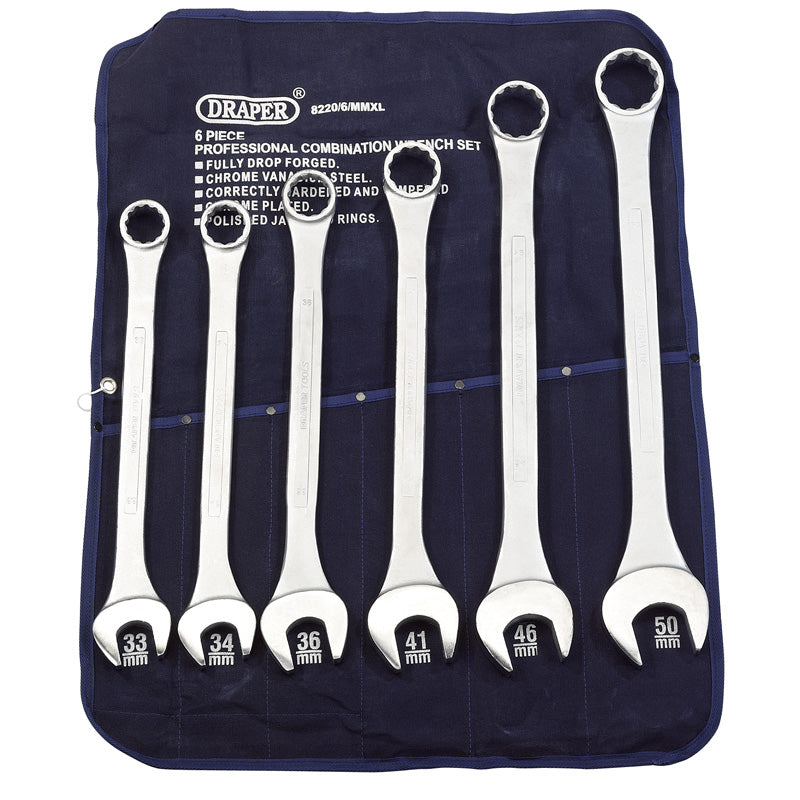 Draper Heavy Duty Long Pattern Metric Combination Spanner Set (6 Piece) DRA-31167