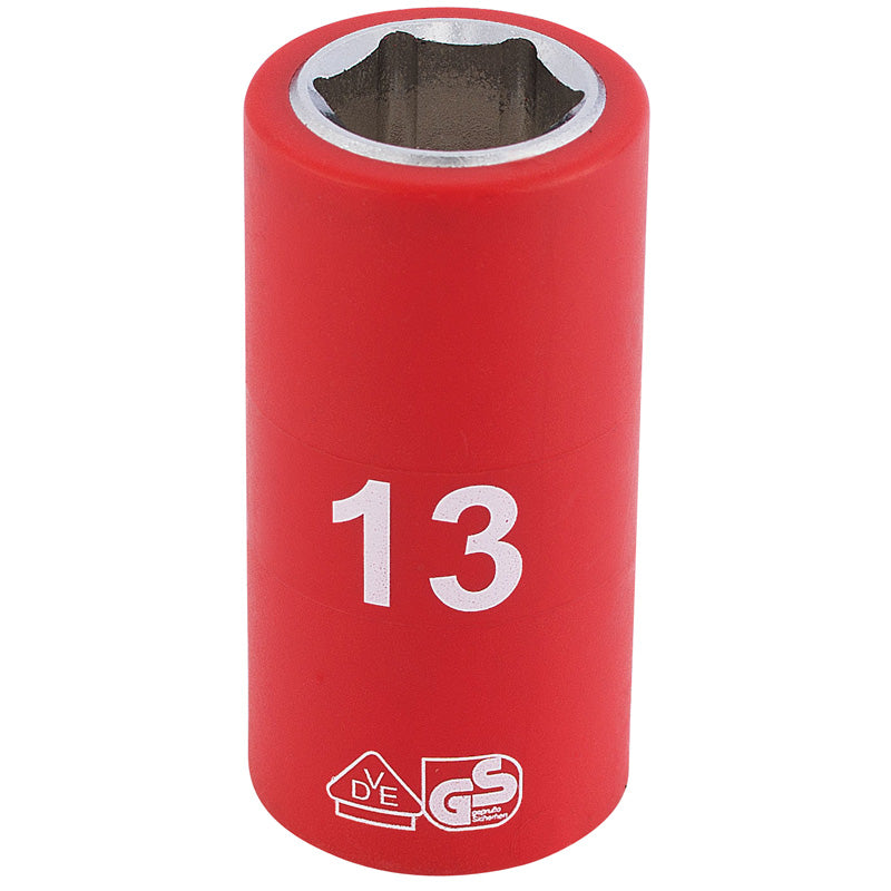 Draper Fully Insulated VDE Socket, 3/8" Sq. Dr., 13mm DRA-31660