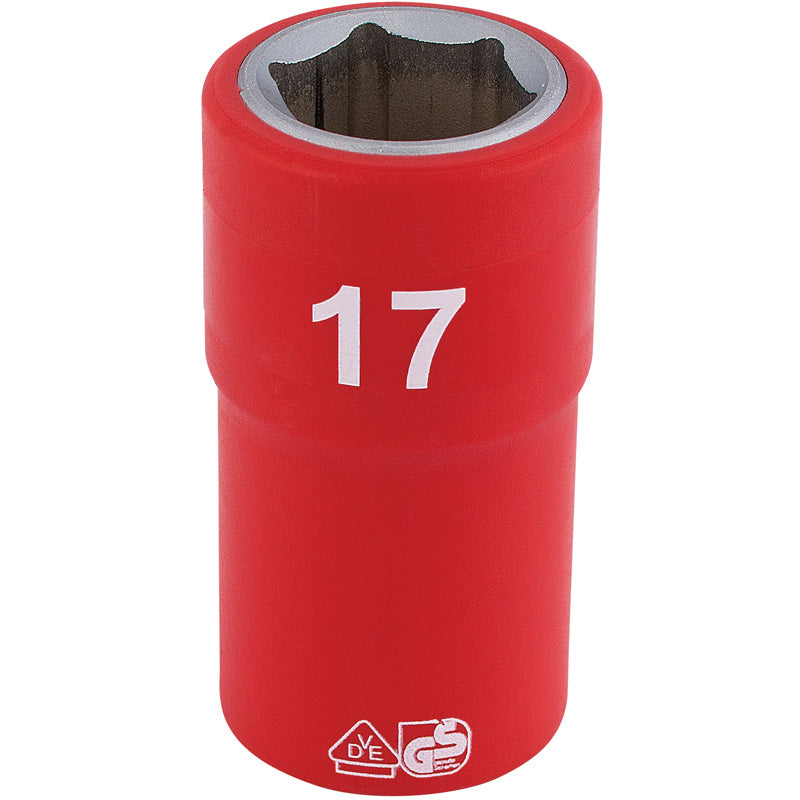 Draper Fully Insulated VDE Socket, 1/2" Sq. Dr., 17mm DRA-31864
