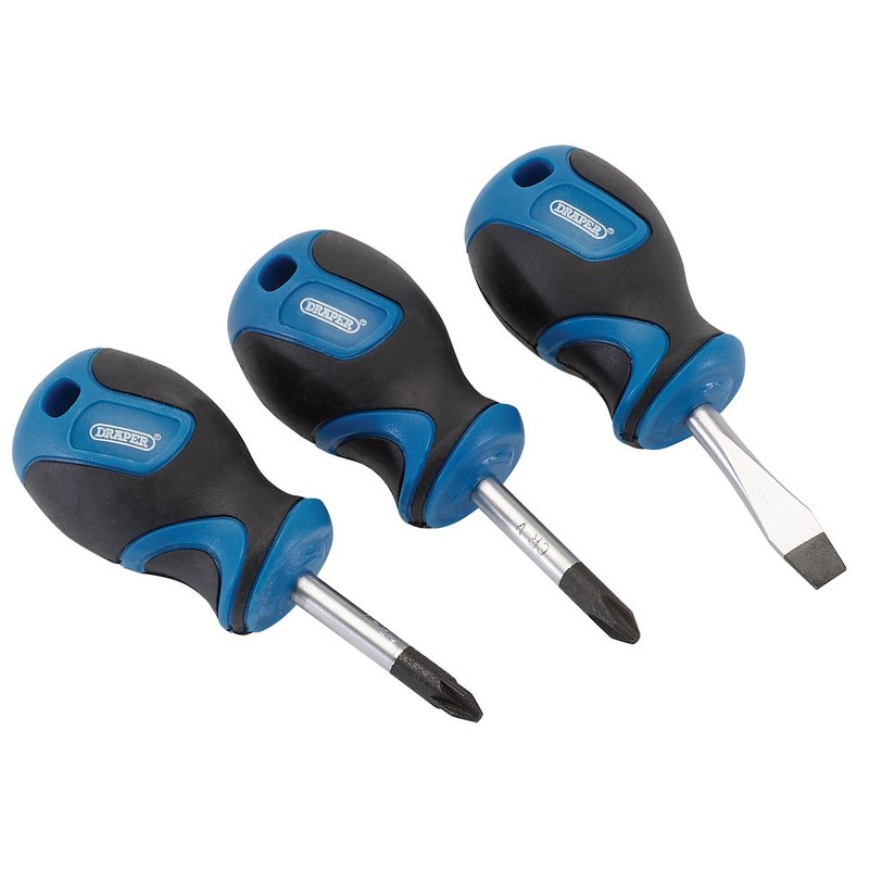 Draper Stubby Soft Grip Screwdriver Set (3 Piece) DRA-32604