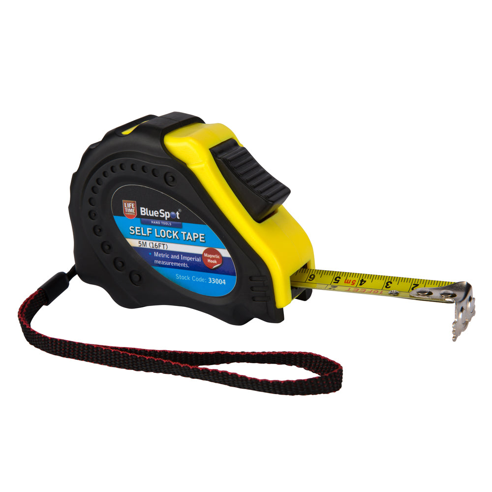BlueSpot 5m (16ft) Soft Grip Self-Lock Tape Measure 33004