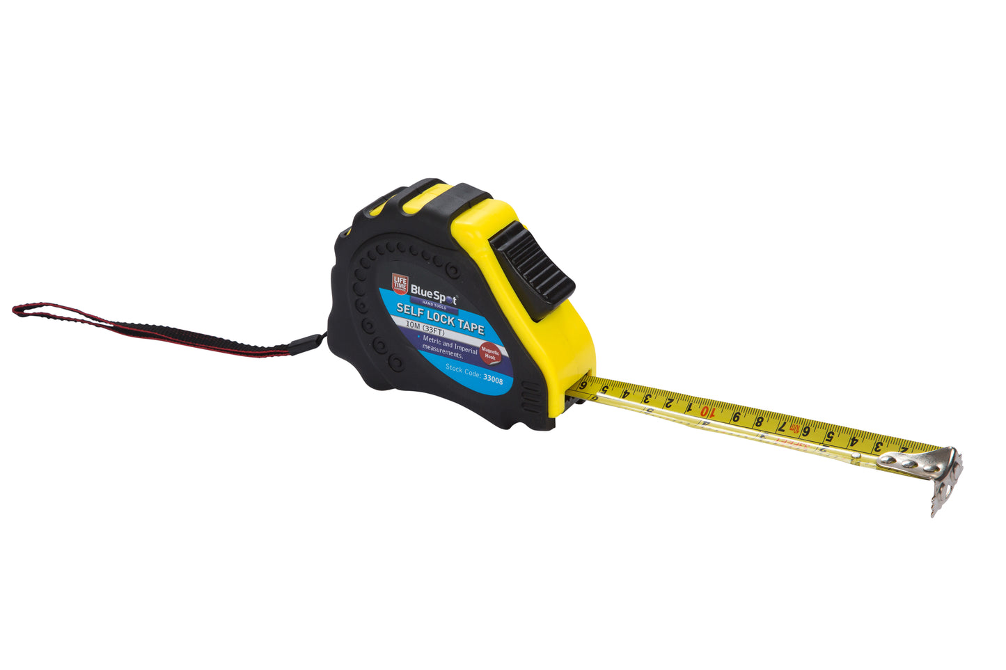 BlueSpot 10m (33ft) Soft Grip Self-Lock Tape Measure 33008