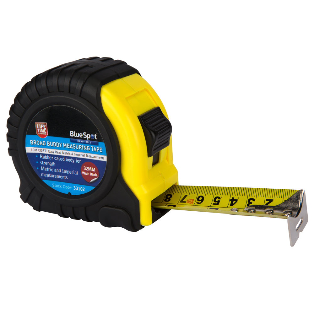 BlueSpot 10m (33ft) Extra-Wide Blade Tape Measure 33102
