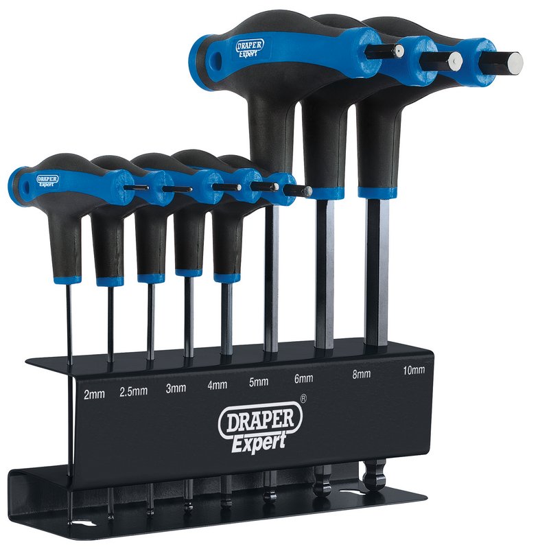 Draper Soft Grip 'T' Handle Hexagon and Ball End Key Set (8 Piece) DRA-33873