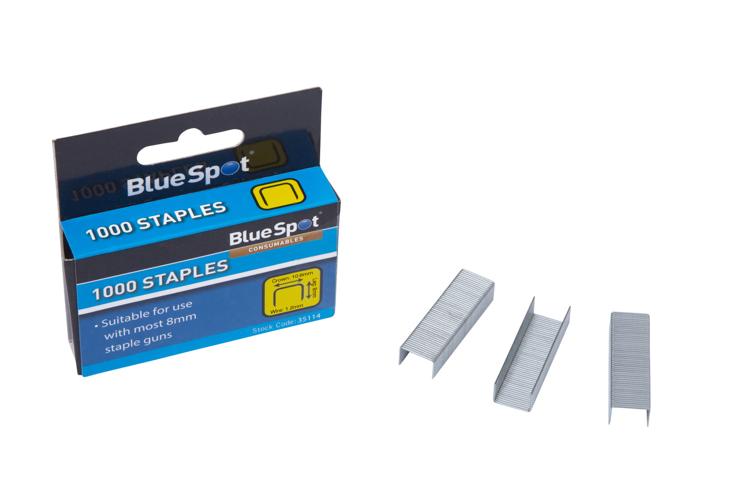 BlueSpot 8mm Crown Flat Wire Staples T50 Style 35114