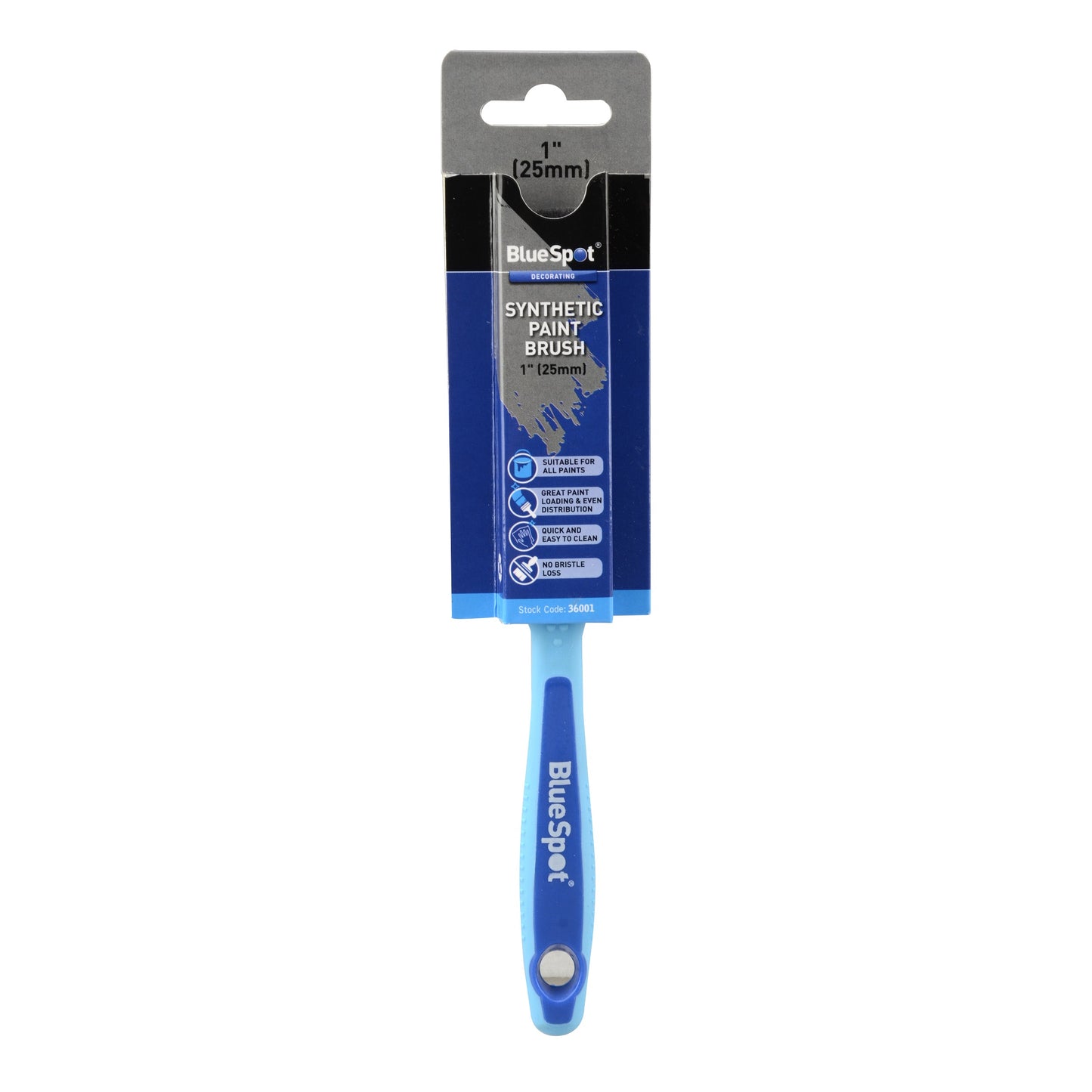 BlueSpot 1" (25mm) Synthetic Paint Brush with Soft Grip Handle 36001