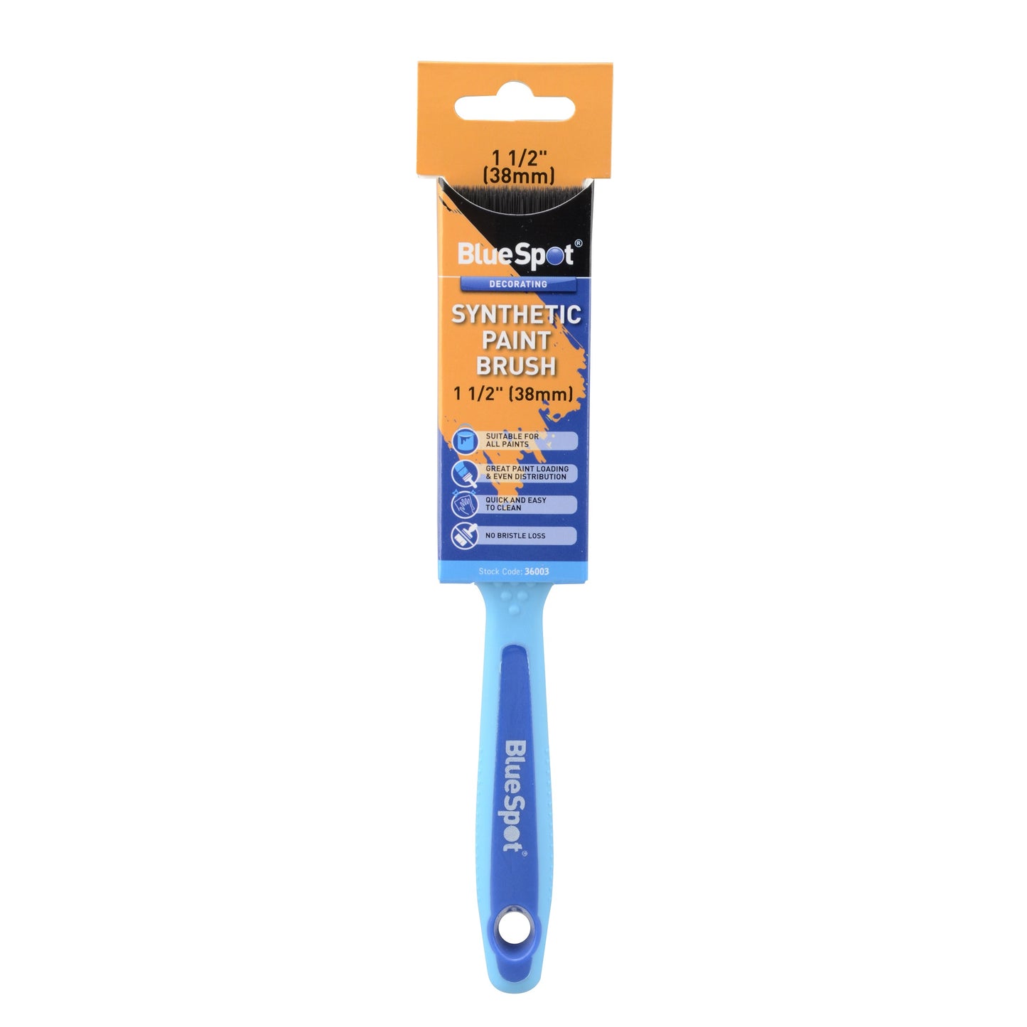 BlueSpot 1 1/2" (38mm) Synthetic Paint Brush with Soft Grip Handle 36003
