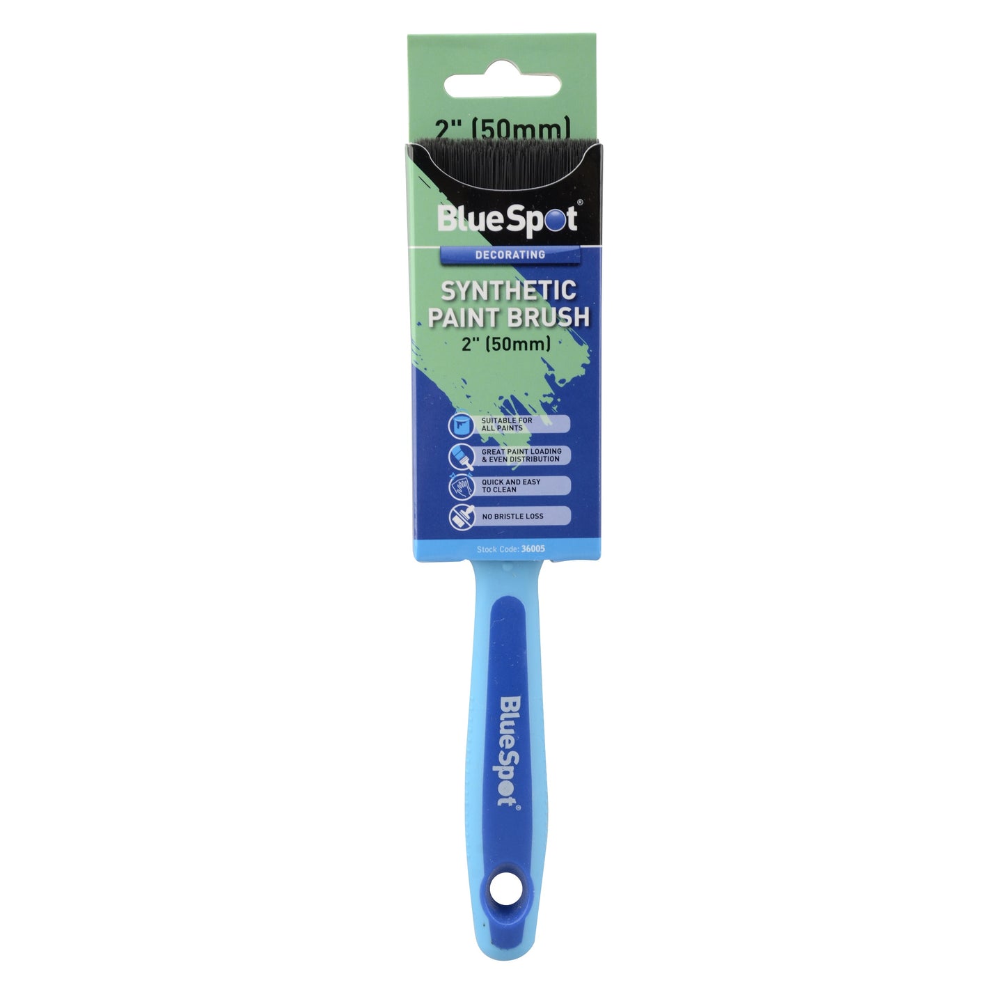 BlueSpot 2" (50mm) Synthetic Paint Brush with Soft Grip Handle 36005