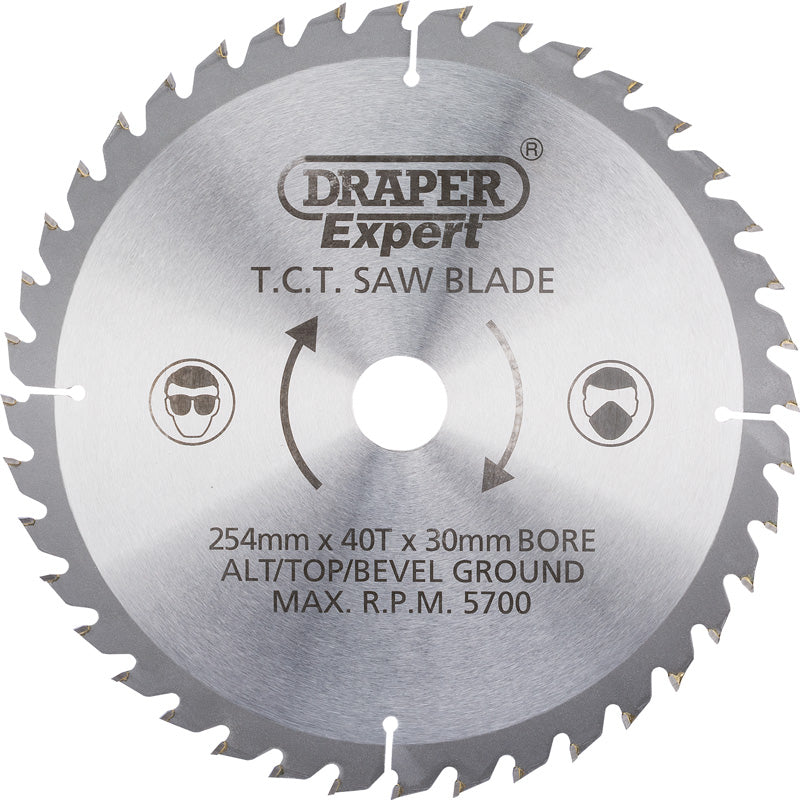 Draper TCT Saw Blade x 40T, 254 x 30mm DRA-38154