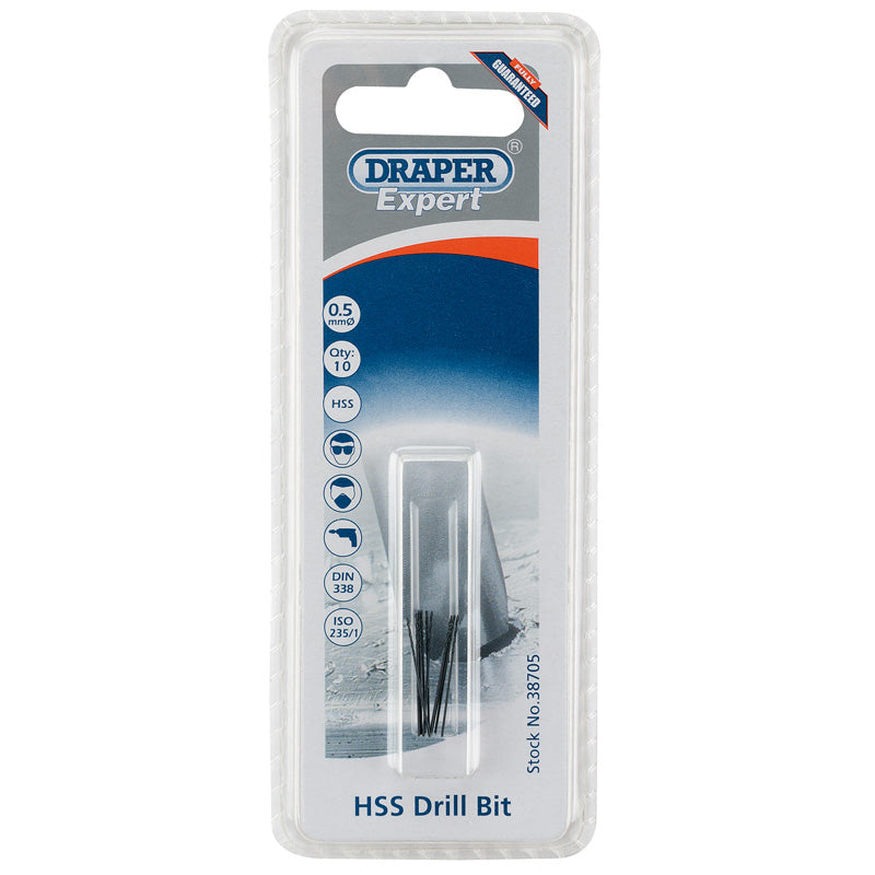 Draper HSS Drill Bit, 0.5mm (Pack of 10) DRA-38705
