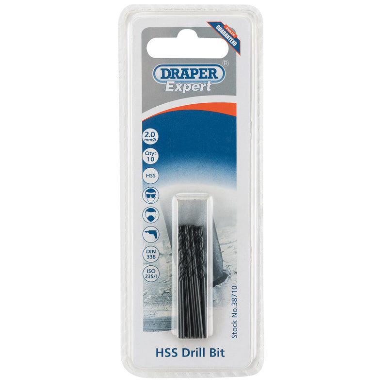 Draper HSS Drill Bit, 2.0mm (Pack of 10) DRA-38710