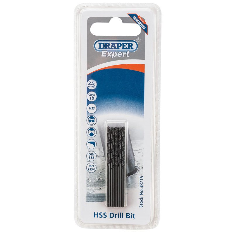 Draper HSS Drill Bit, 2.5mm (Pack of 10) DRA-38715