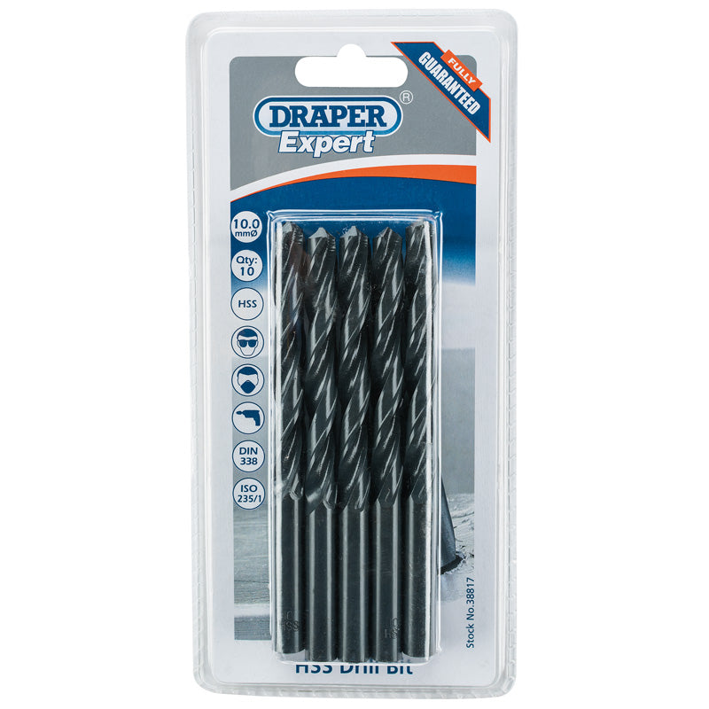 Draper HSS Drill Bit, 10.0mm (Pack of 10) DRA-38817