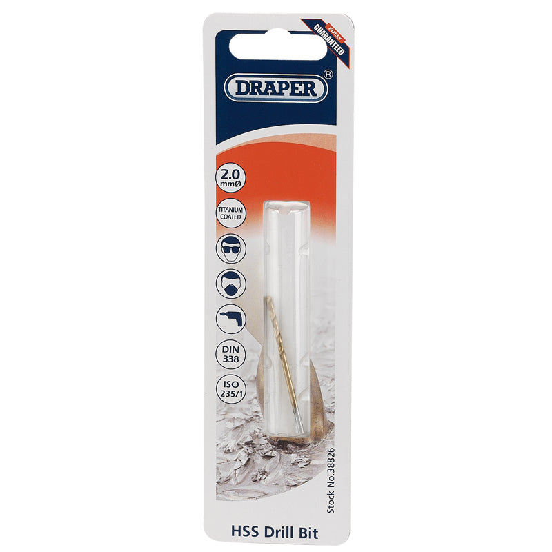 Draper HSS Titanium Drill Bit, 2.0mm DRA-38826