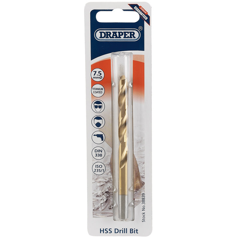 Draper HSS Titanium Drill Bit, 7.5mm DRA-38839