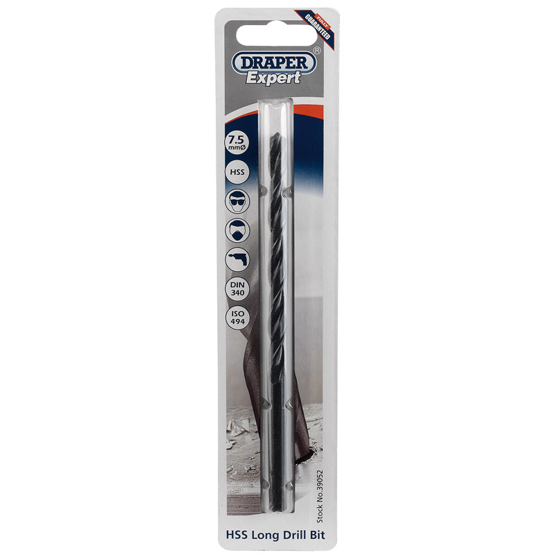 Draper HSS Extra Long Drill Bit, 7.5 x 157mm DRA-39052