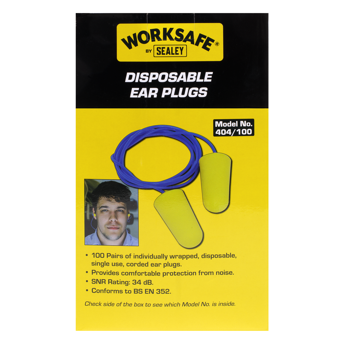 Sealey Disposable Ear Plugs Corded - Pack of 100 Pairs 404/100