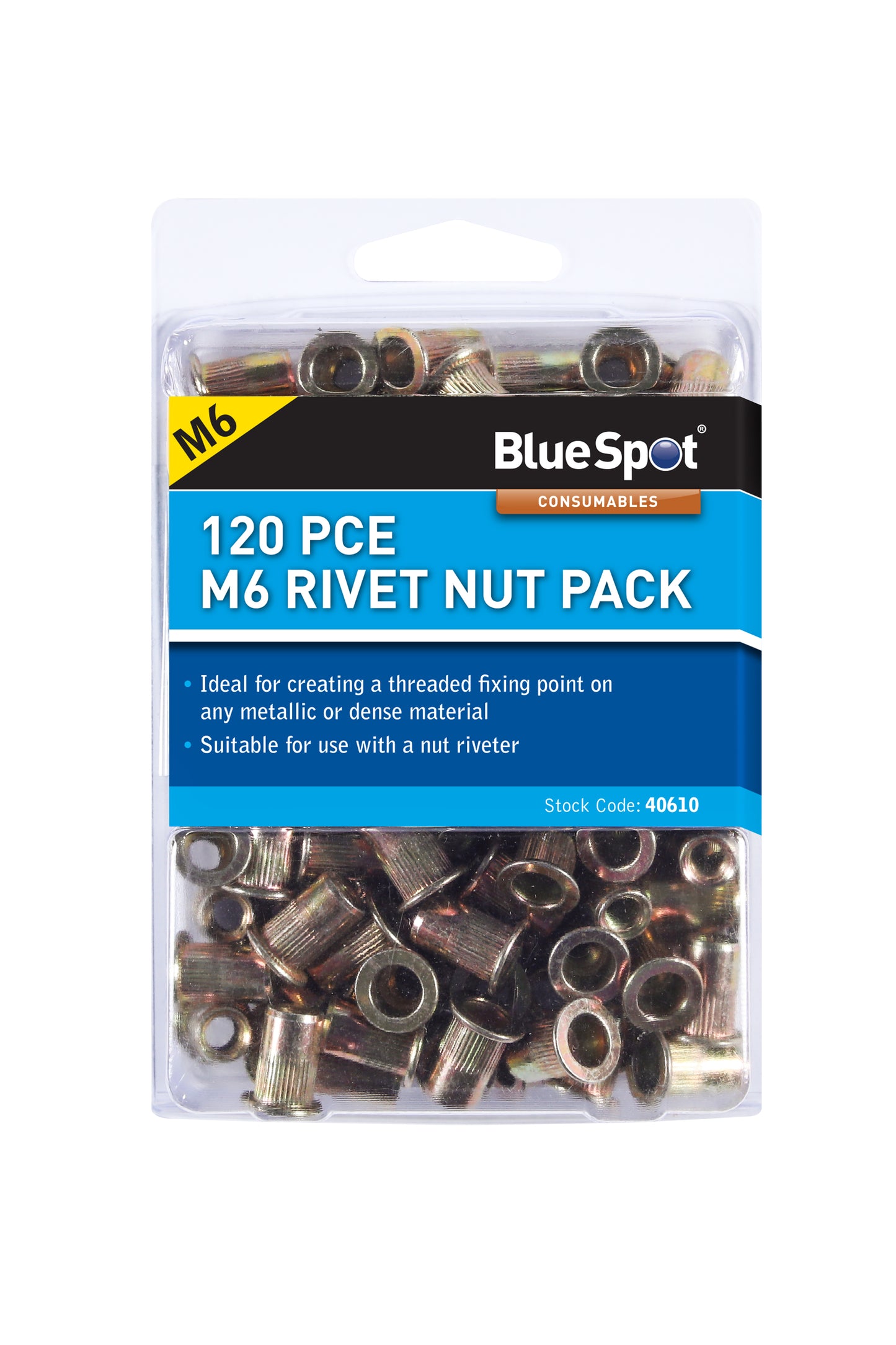 BlueSpot 120 PCE M6 Rivet Nut Pack 40610