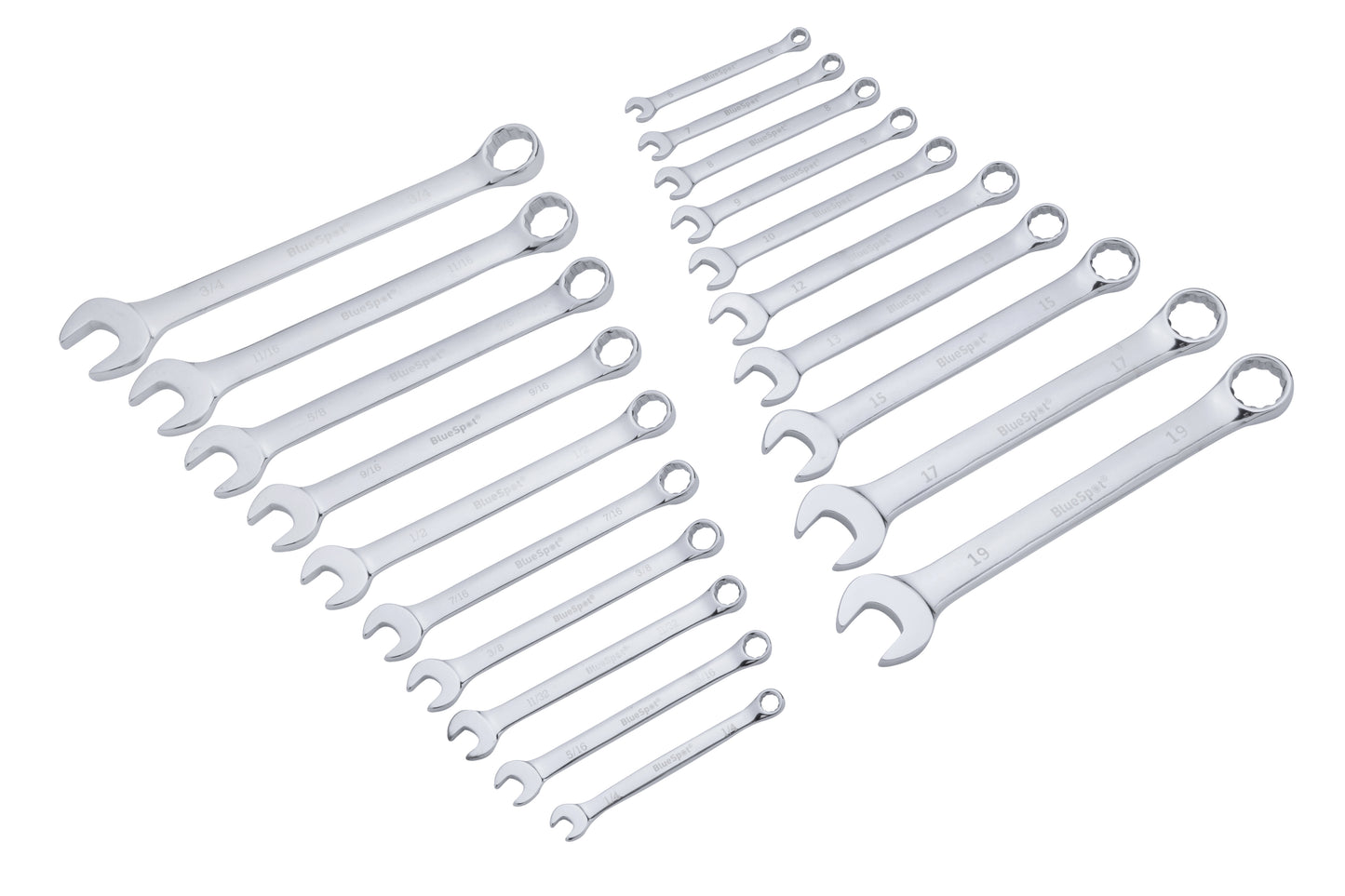 BlueSpot 32 PCE Metric/Imperial Assorted Spanner Set (6-19mm)(1/4"-5/8") 04112