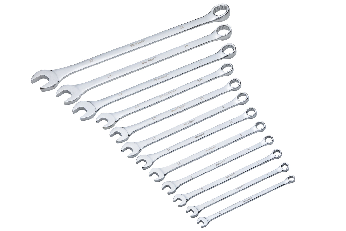 BlueSpot 12 PCE Extra Long Metric Combination Spanner Set (6-22mm) 04124