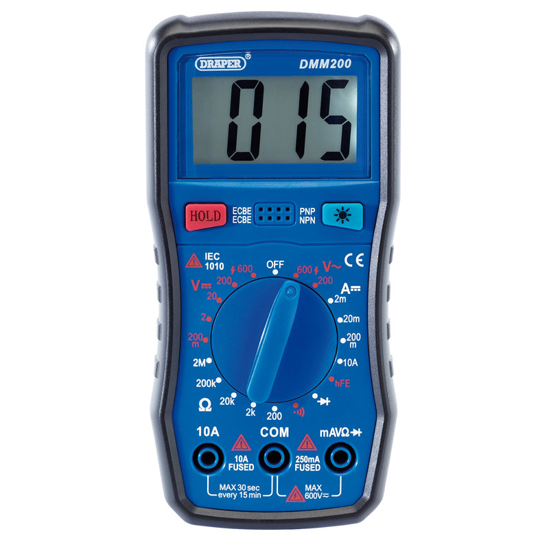 Draper Manual-Ranging Digital Multimeter, 1 x Test Leads, 1 x Case DRA-41817