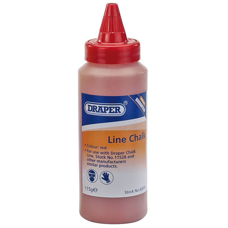 Draper Plastic Bottle of Red Chalk for Chalk Line, 115g DRA-42975
