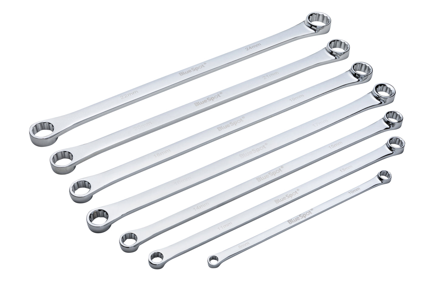 BlueSpot 7 PCE Extra Long Ring Spanner Set (8-24mm) 04305