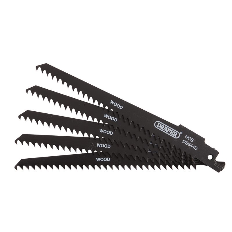 Draper Reciprocating Saw Blades for Wood and Plastic Cutting, 150mm, 6tpi (Pack of 5) DRA-43430