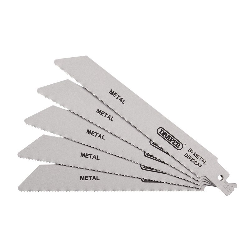 Draper Bi-metal Reciprocating Saw Blades for Metal Cutting, 150mm, 24tpi (Pack of 5) DRA-43444